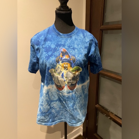 Vintage double-stitch Mickey The Wizard Walt Disney World Tye-dye tee ptp 20” - Picture 1 of 6